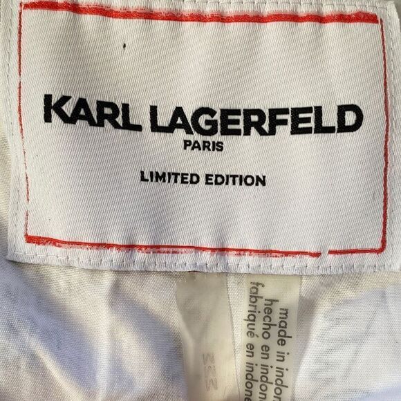 Karl Lagerfeld Paris NWOT Limited Edition Cotton Shirt Conversation Print M - Picture 7 of 10
